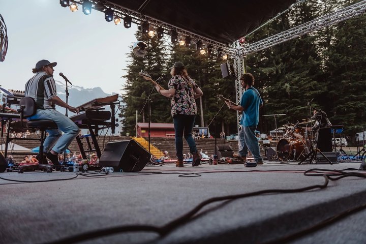 Live band performing on the outdoor stage
